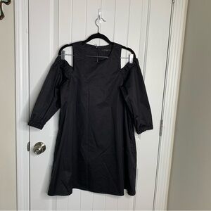 Tibi black‎ cold shoulder minimalist preppy dress size 2 quiet luxury